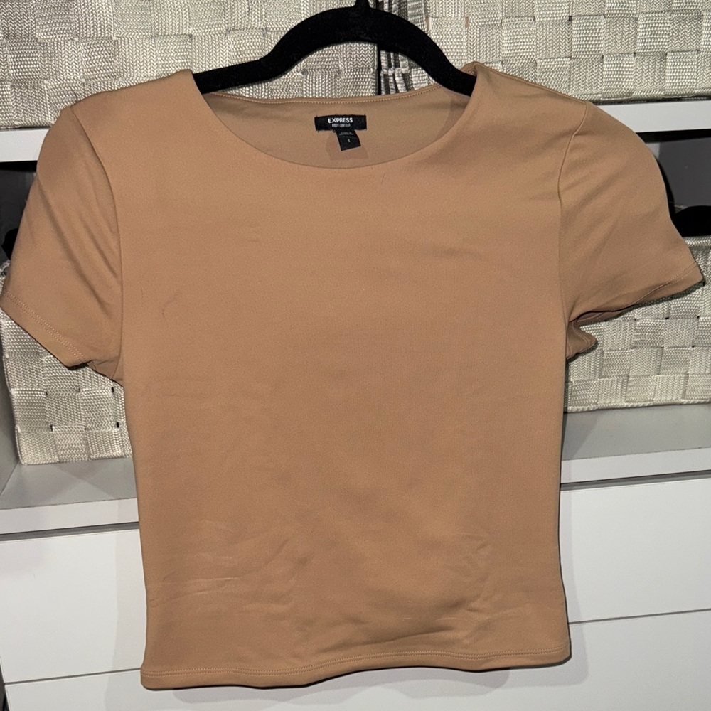 Express Women's Short Sleeve Tan Tee